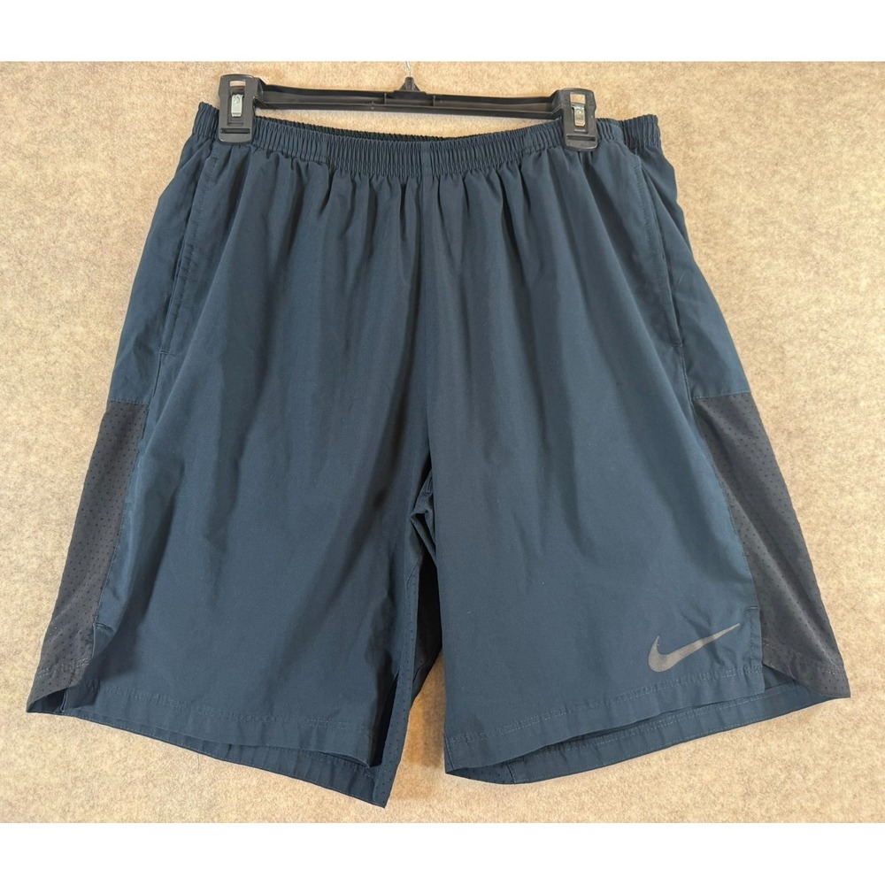 Nike Dri-FIT Mens Running Shorts Navy Blue Mesh Breathable Athletic Gym Large